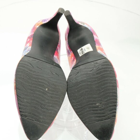 Lucita Women's Pump Size 8 Floral Print Red Blue Leather Pointed Heel Dress Shoe - Picture 11 of 12